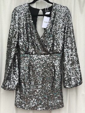 O.p.t by Few Moda sequin Rumi long sleeve evening cocktail mini dress size S NWT